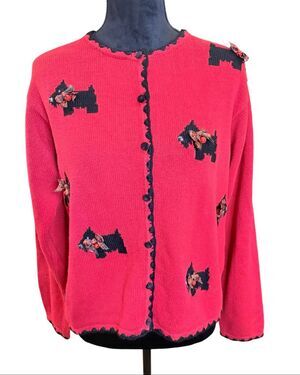 Marisa Christina 2001 Christmas Collection Scottie Dog Cardigan Sweater Vintage